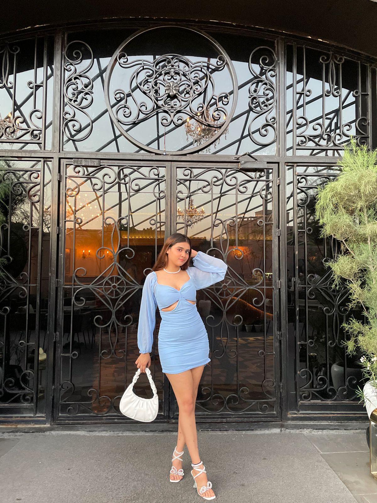 Inez blue cut out dress