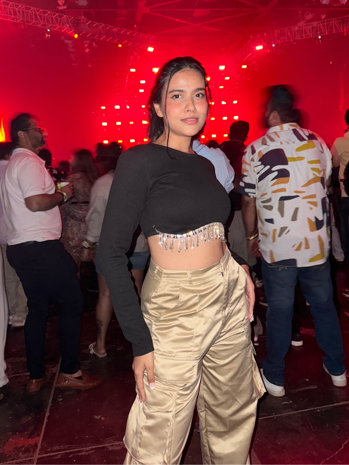 Fina Champagne satin utility cargo pants - Emprall