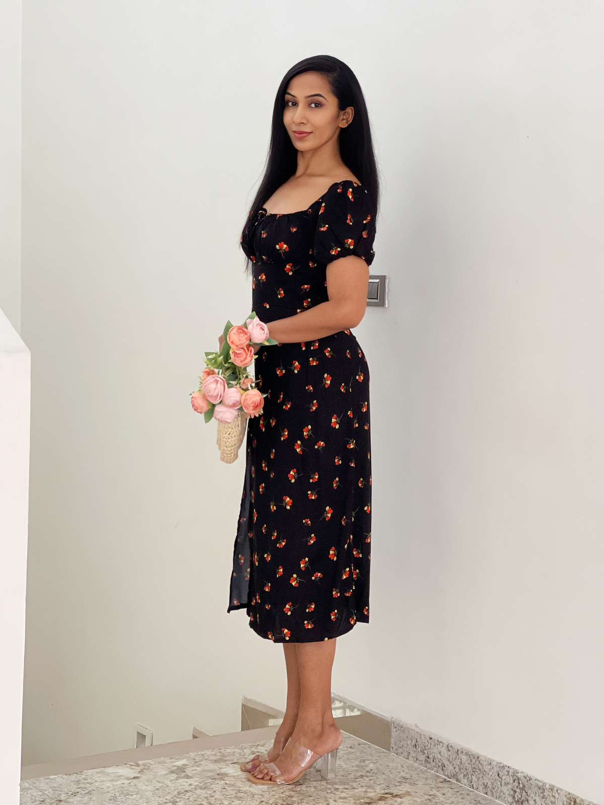 Madison Black floral dress - Emprall 