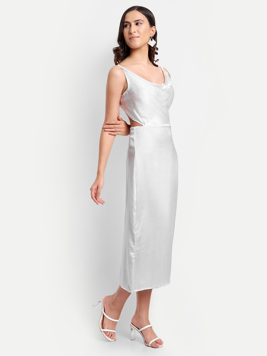 Alessa white maxi satin dress - Emprall