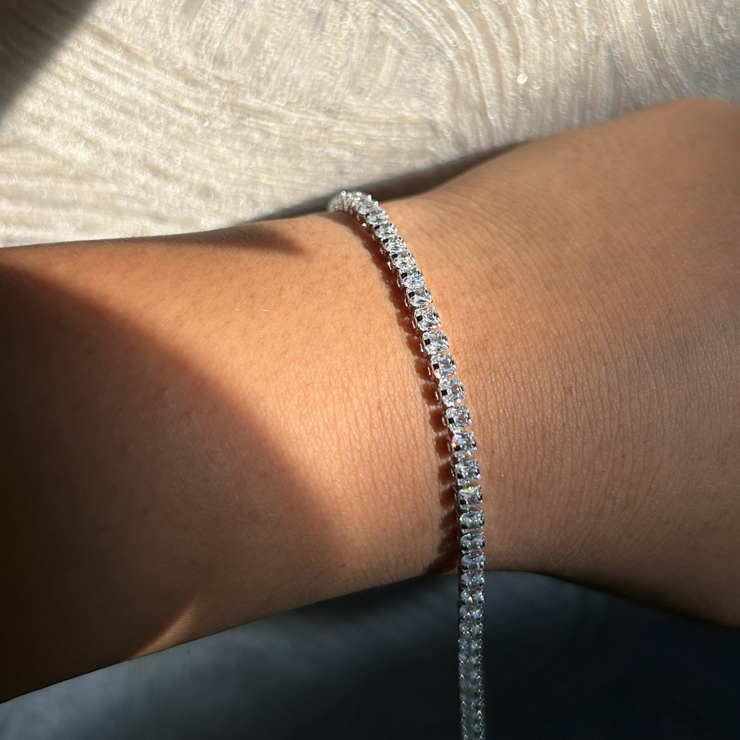 square golden tennis bracelet
