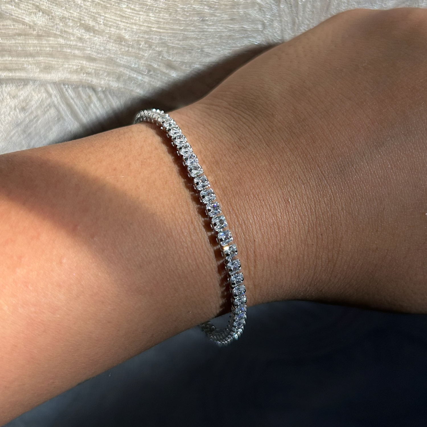 square golden tennis bracelet
