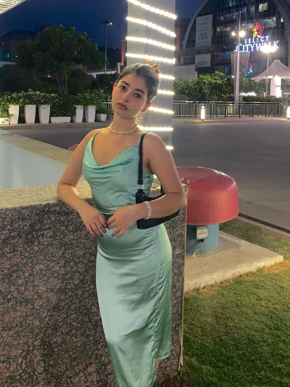 Alessa Sage maxi satin dress - Emprall