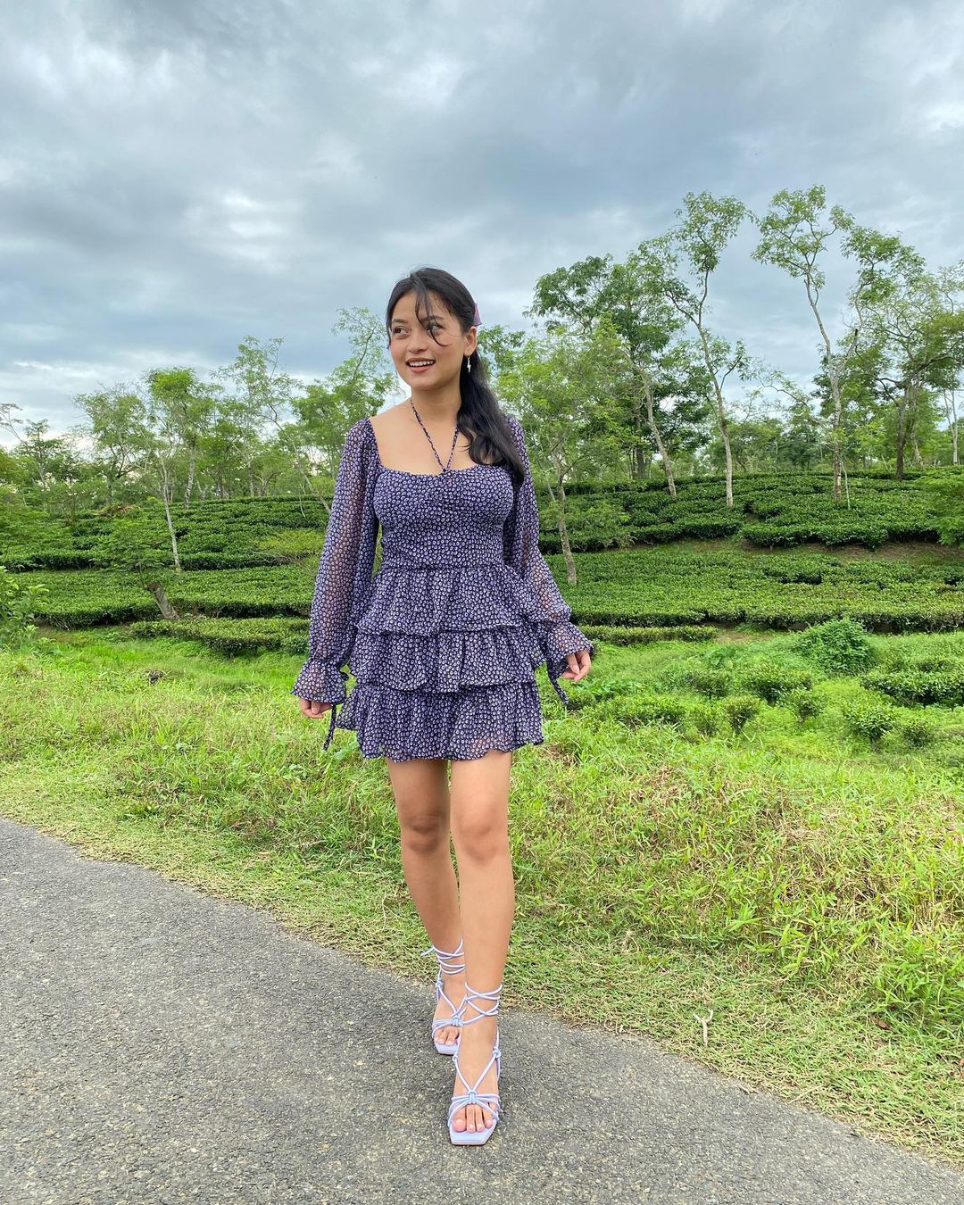 Yvette black floral padded dress - Emprall