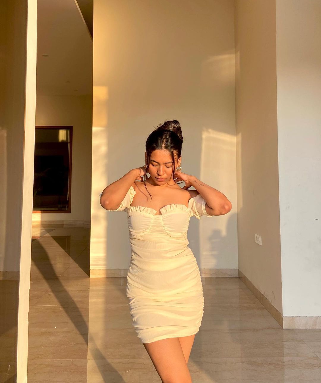 Kenzie beige off shoulder dress - Emprall