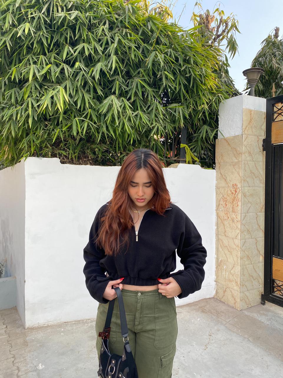 Black polar fleece Oversized jacket - Emprall