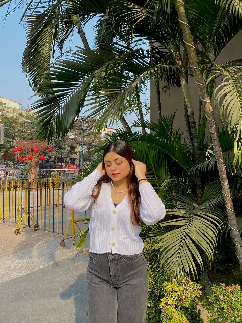 Elsa white knitted cardigan top - Emprall