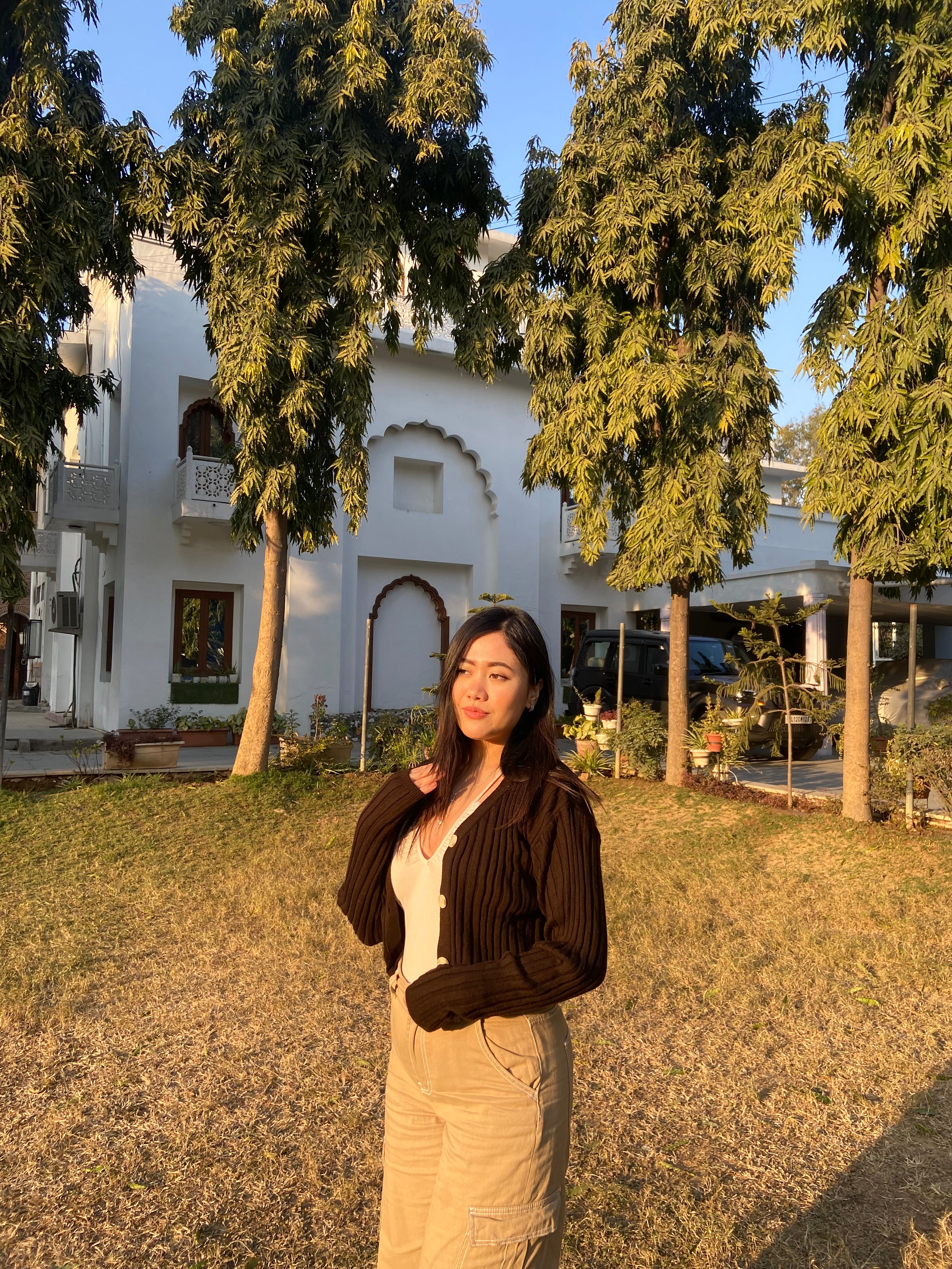 Elsa brown knitted cardigan top - Emprall