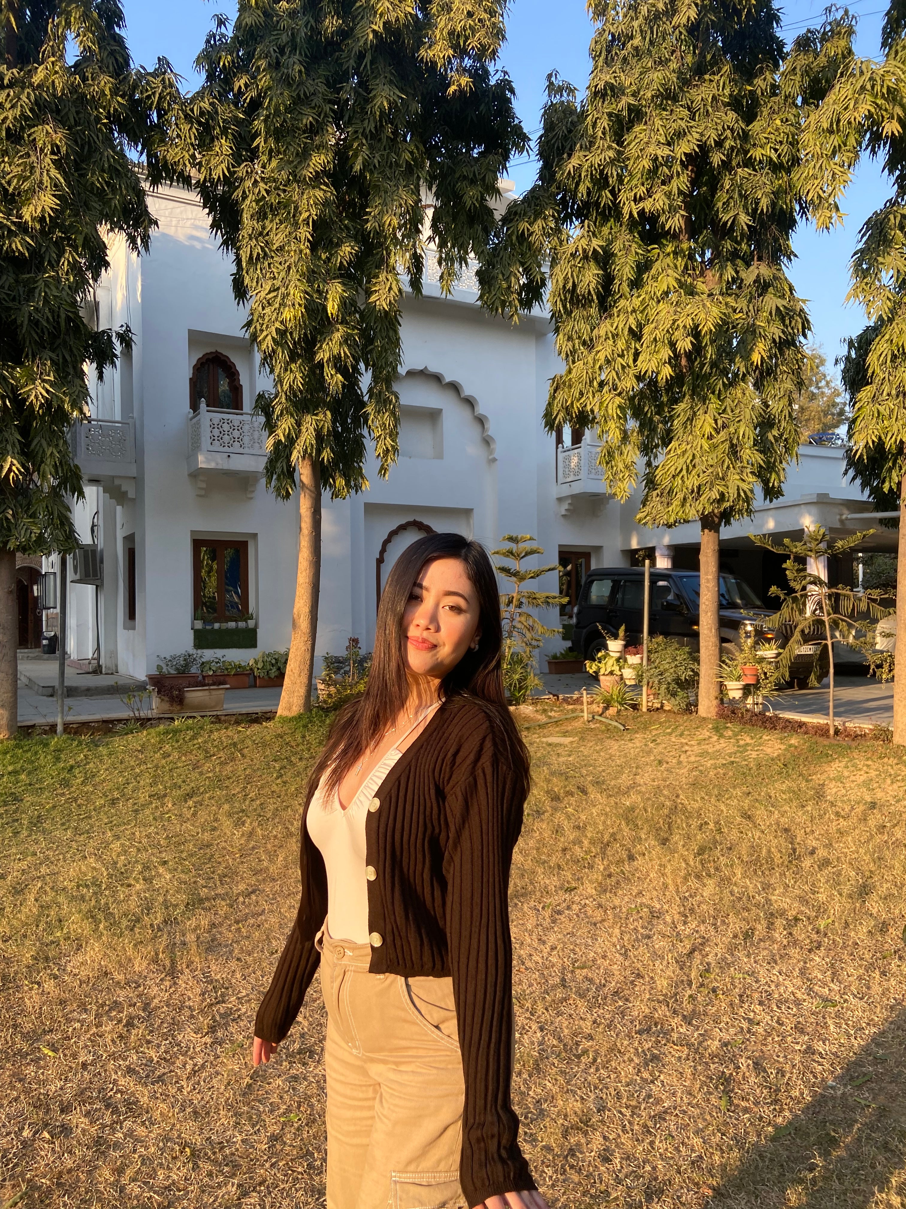 Elsa brown knitted cardigan top - Emprall