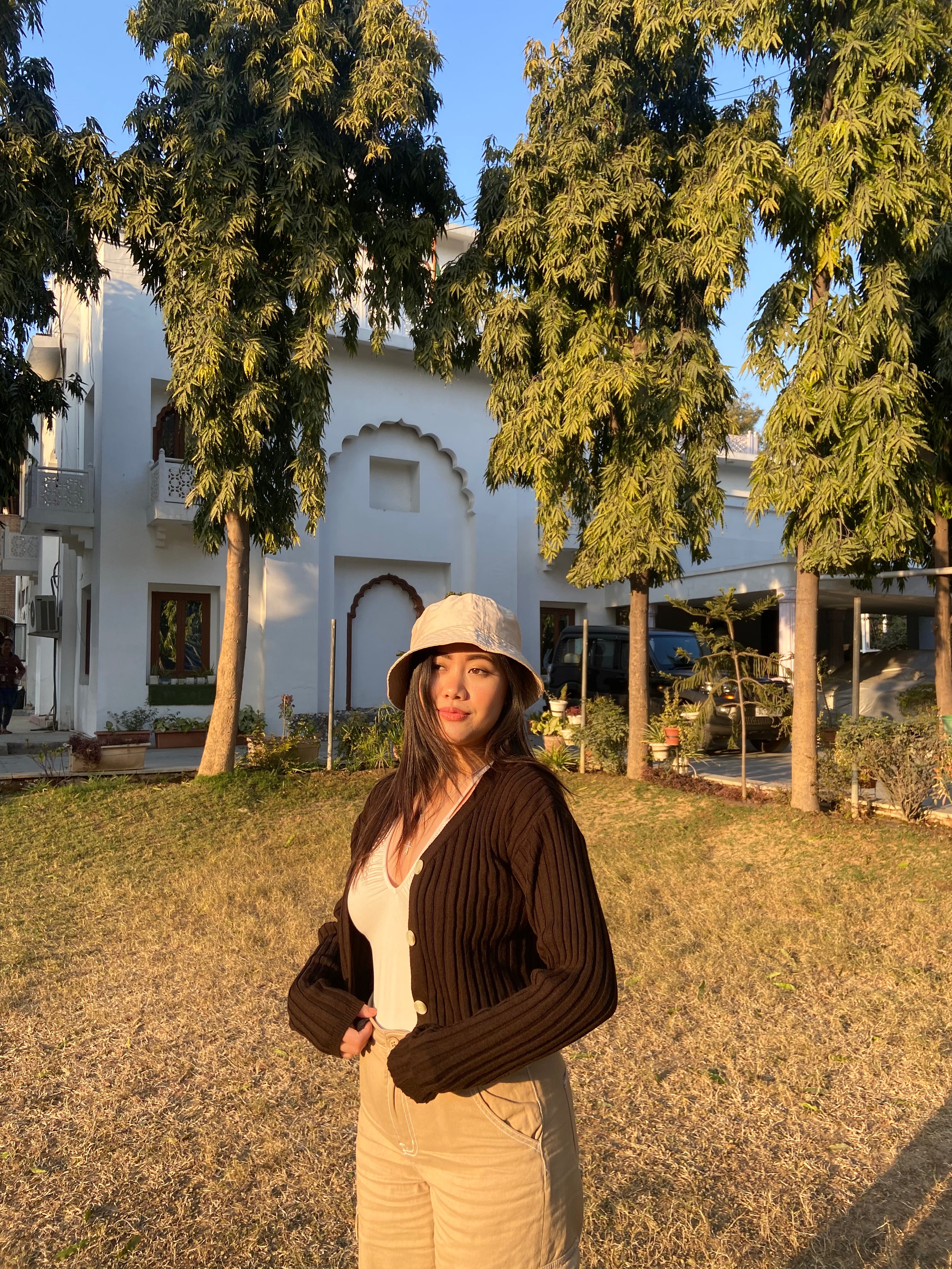 Elsa brown knitted cardigan top - Emprall