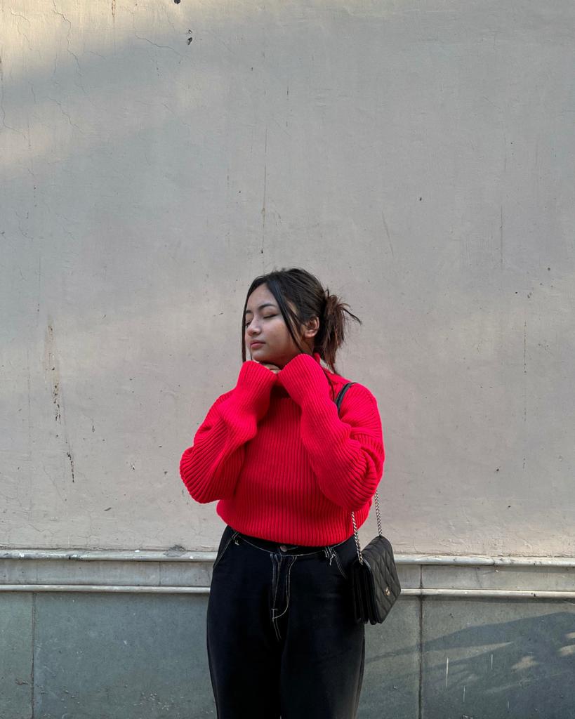 Ivana fuschia pink oversized polo neck jumper