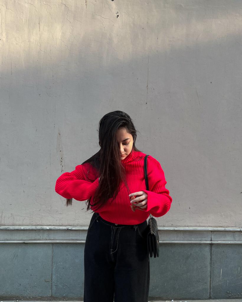 Ivana fuschia pink oversized polo neck jumper