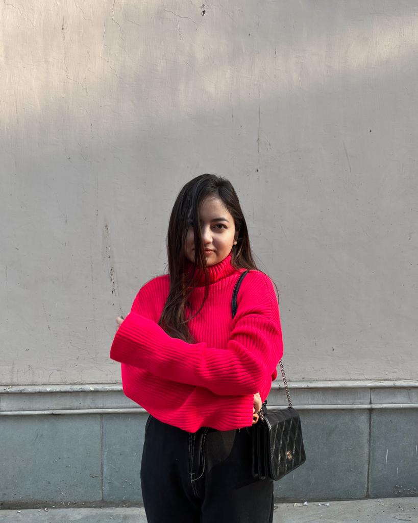 Ivana fuschia pink oversized polo neck jumper