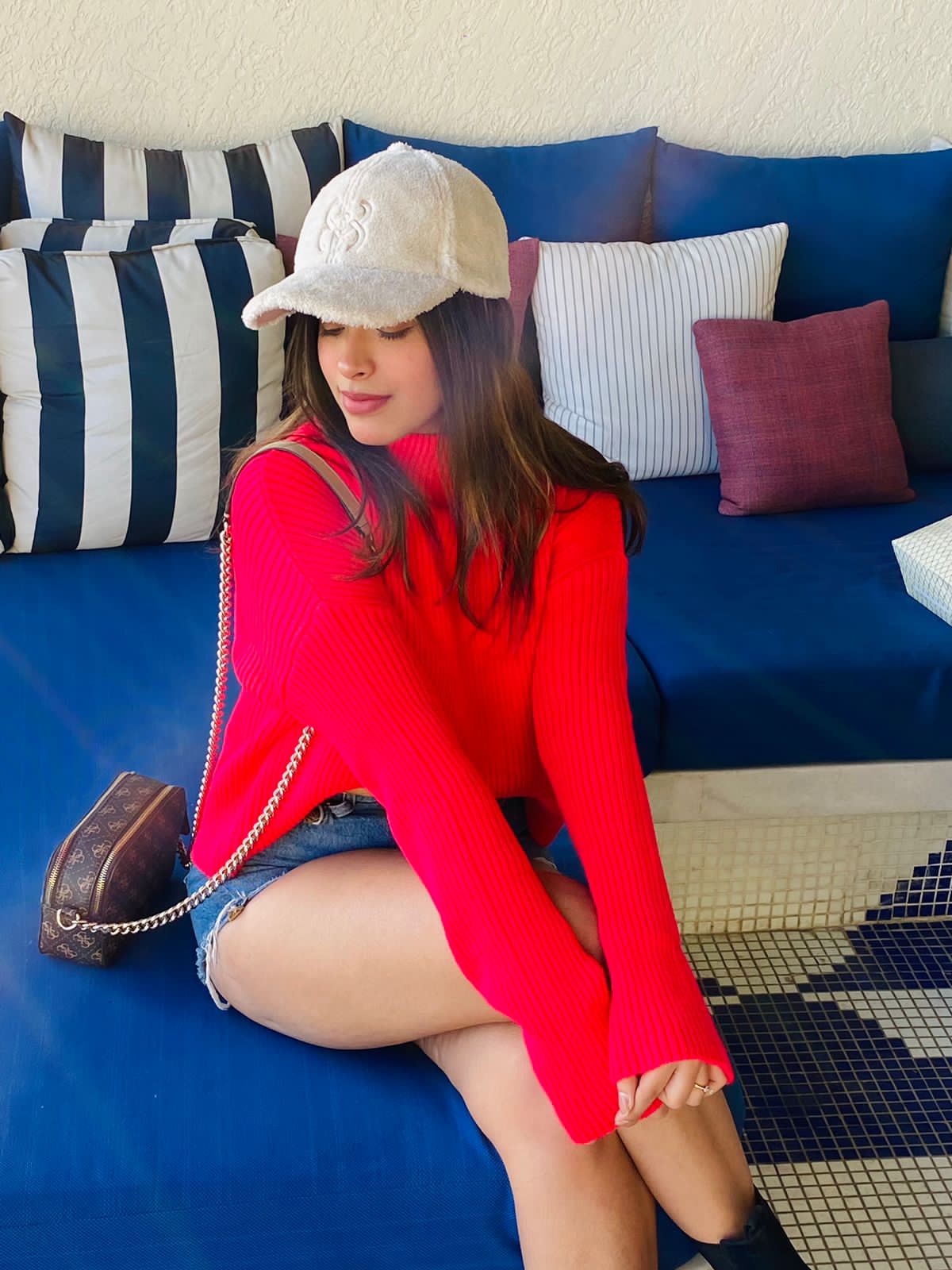 Ivana fuschia pink oversized polo neck jumper