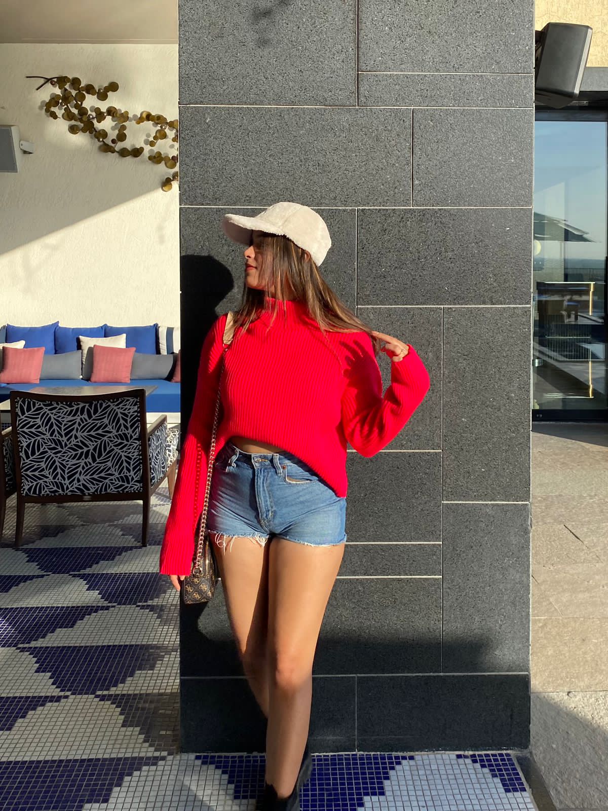 Ivana fuschia pink oversized polo neck jumper