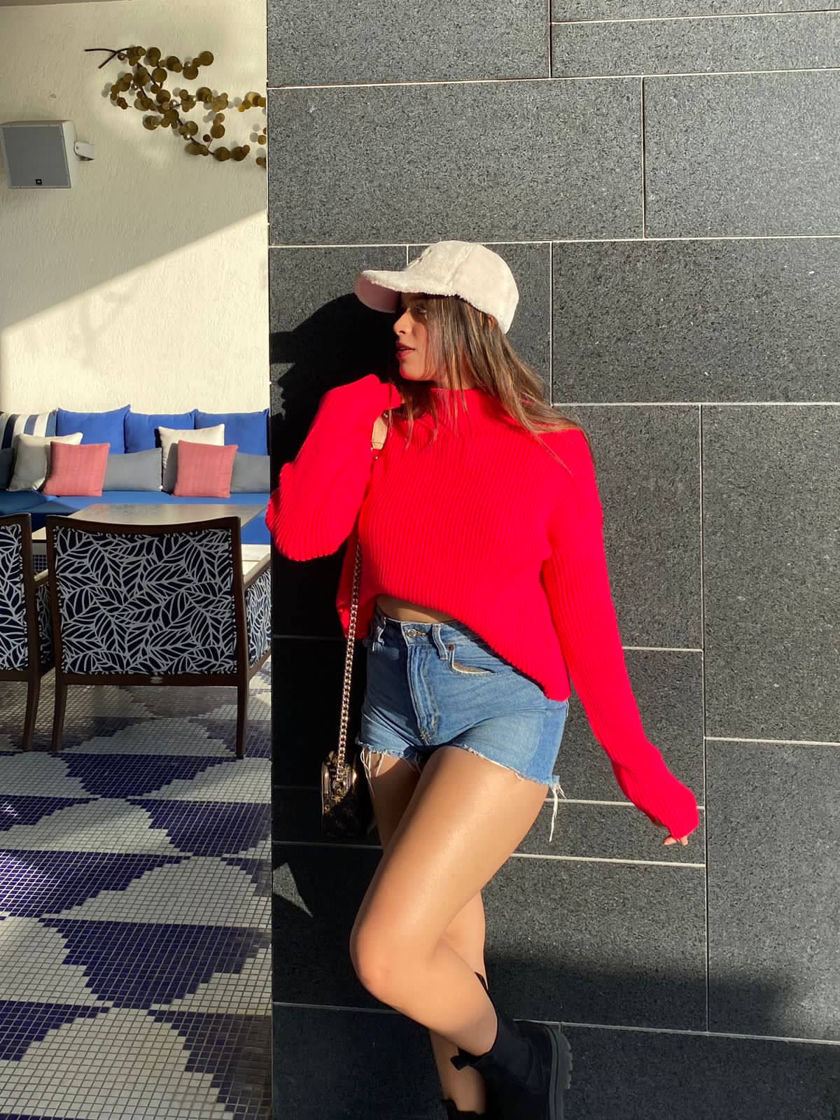 Ivana fuschia pink oversized polo neck jumper