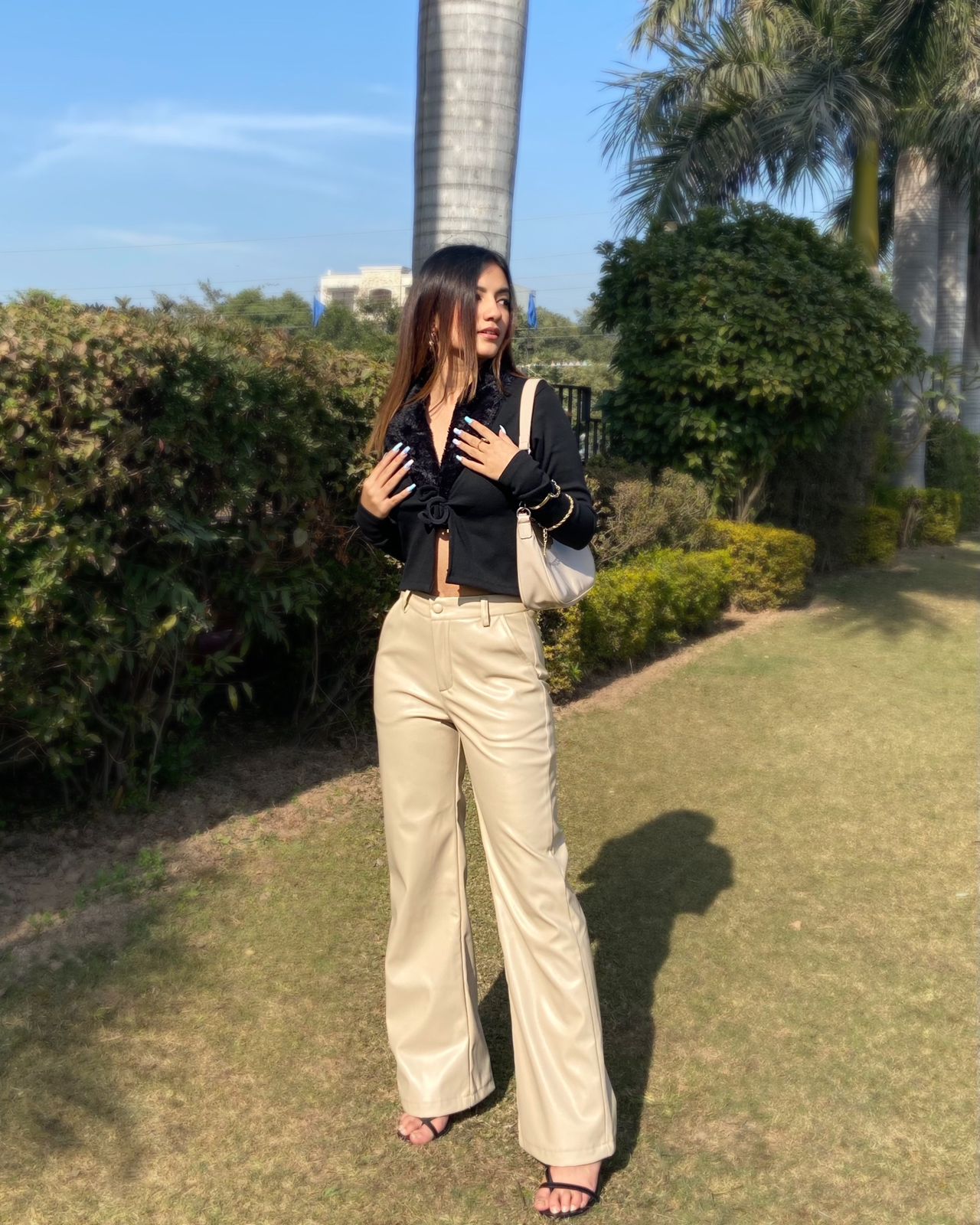 Bronx PU pants Beige - Emprall