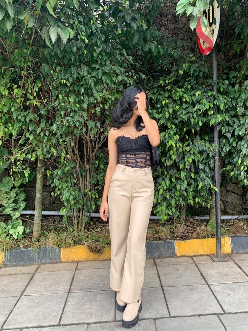 Bronx PU pants Beige - Emprall