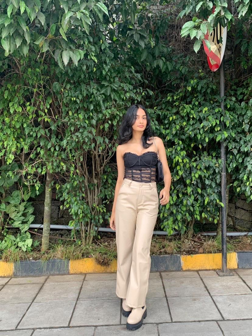 Bronx PU pants Beige - Emprall