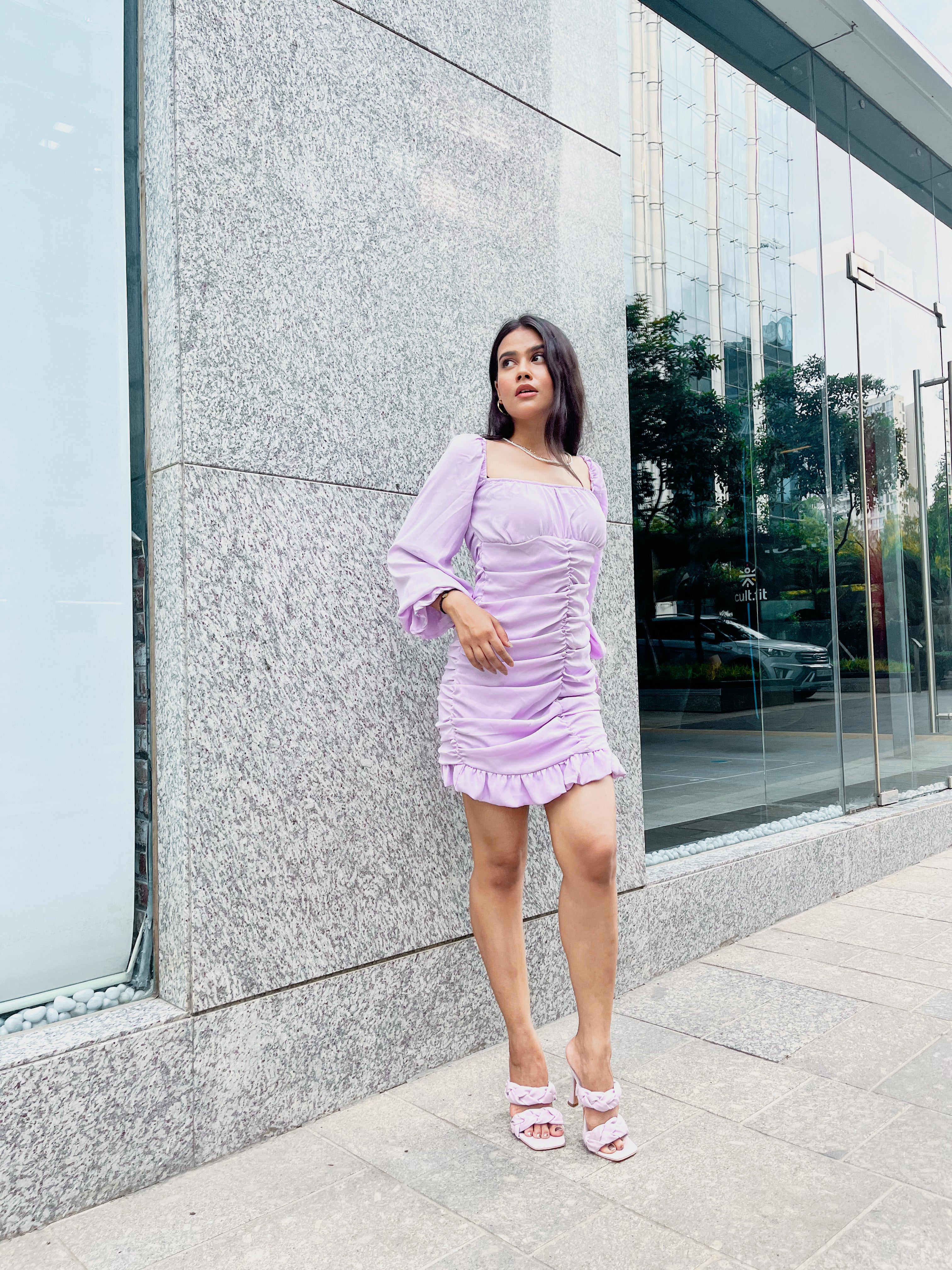 Milano Lilac gathered dress - Emprall