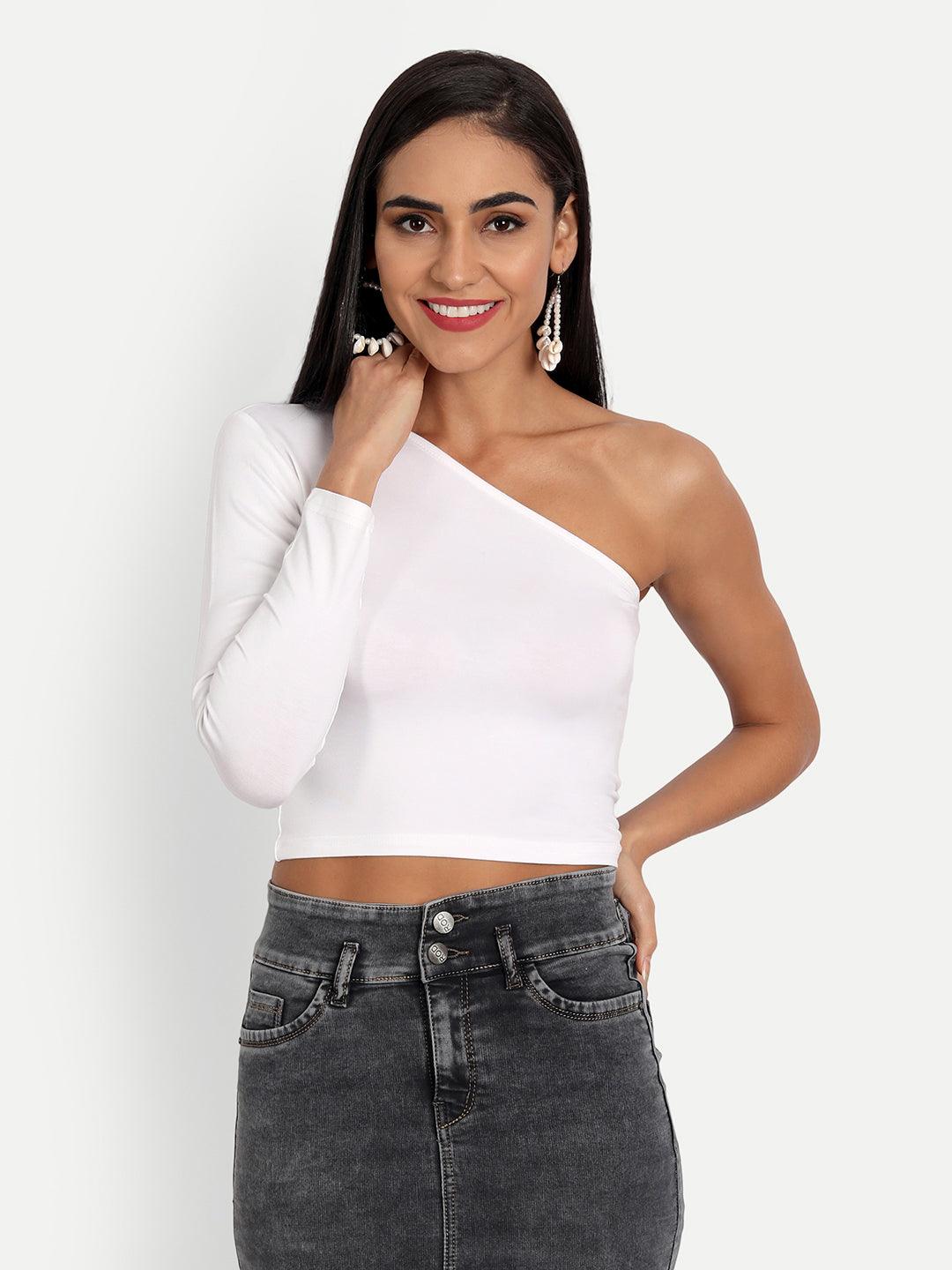 Regan White One Shoulder Top - Emprall