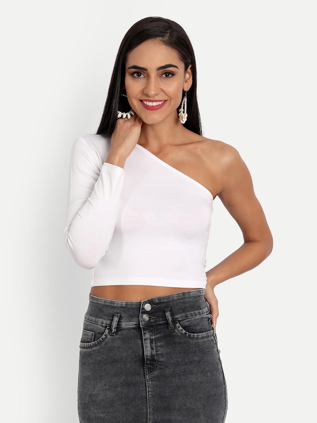 Regan White One Shoulder Top - Emprall 