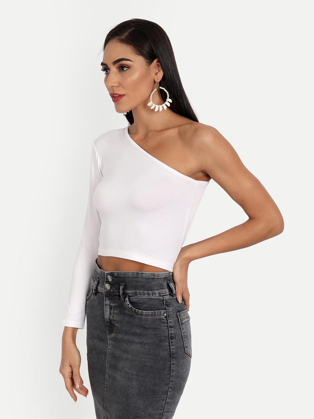Regan White One Shoulder Top - Emprall