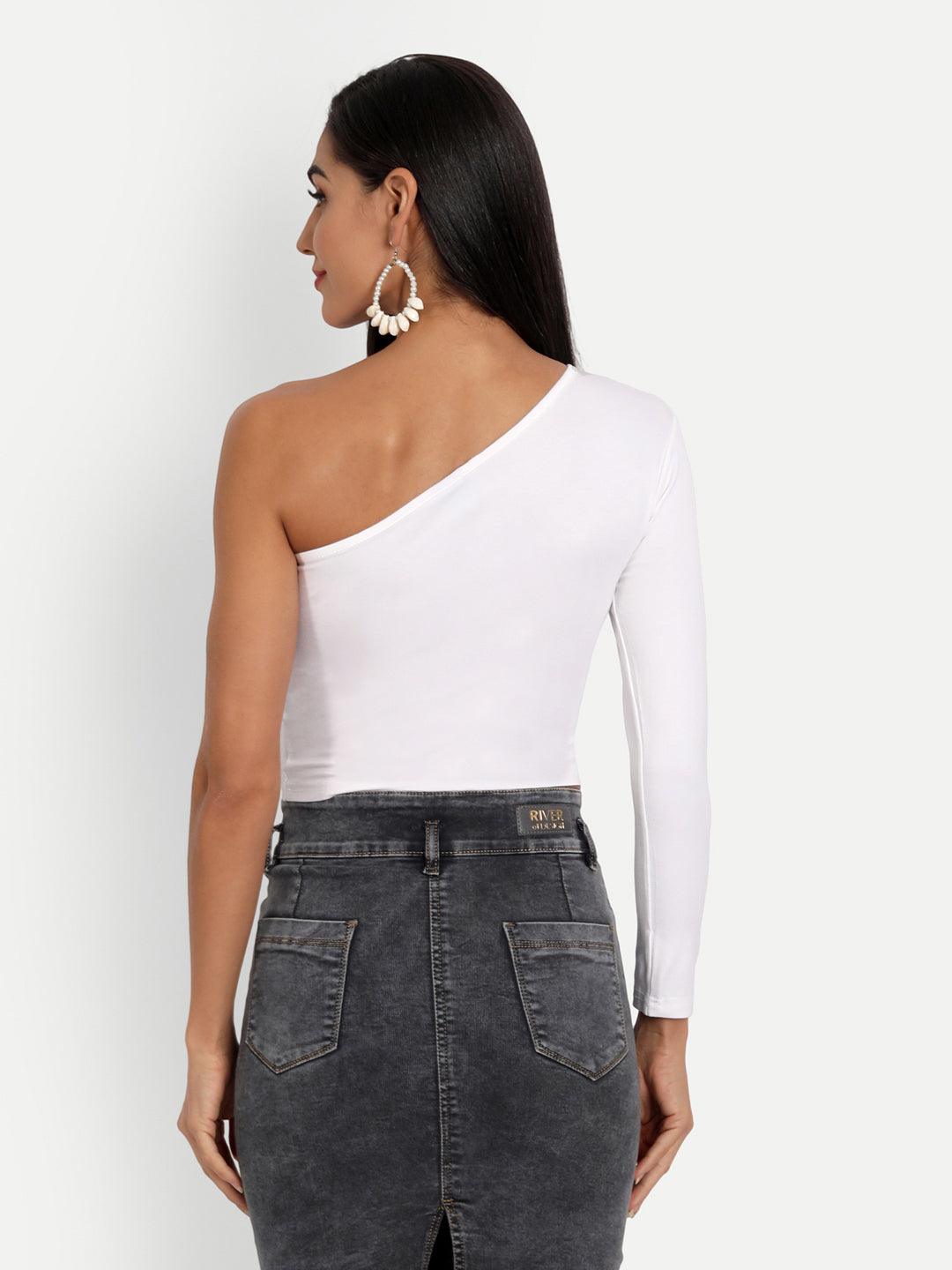 Regan White One Shoulder Top - Emprall