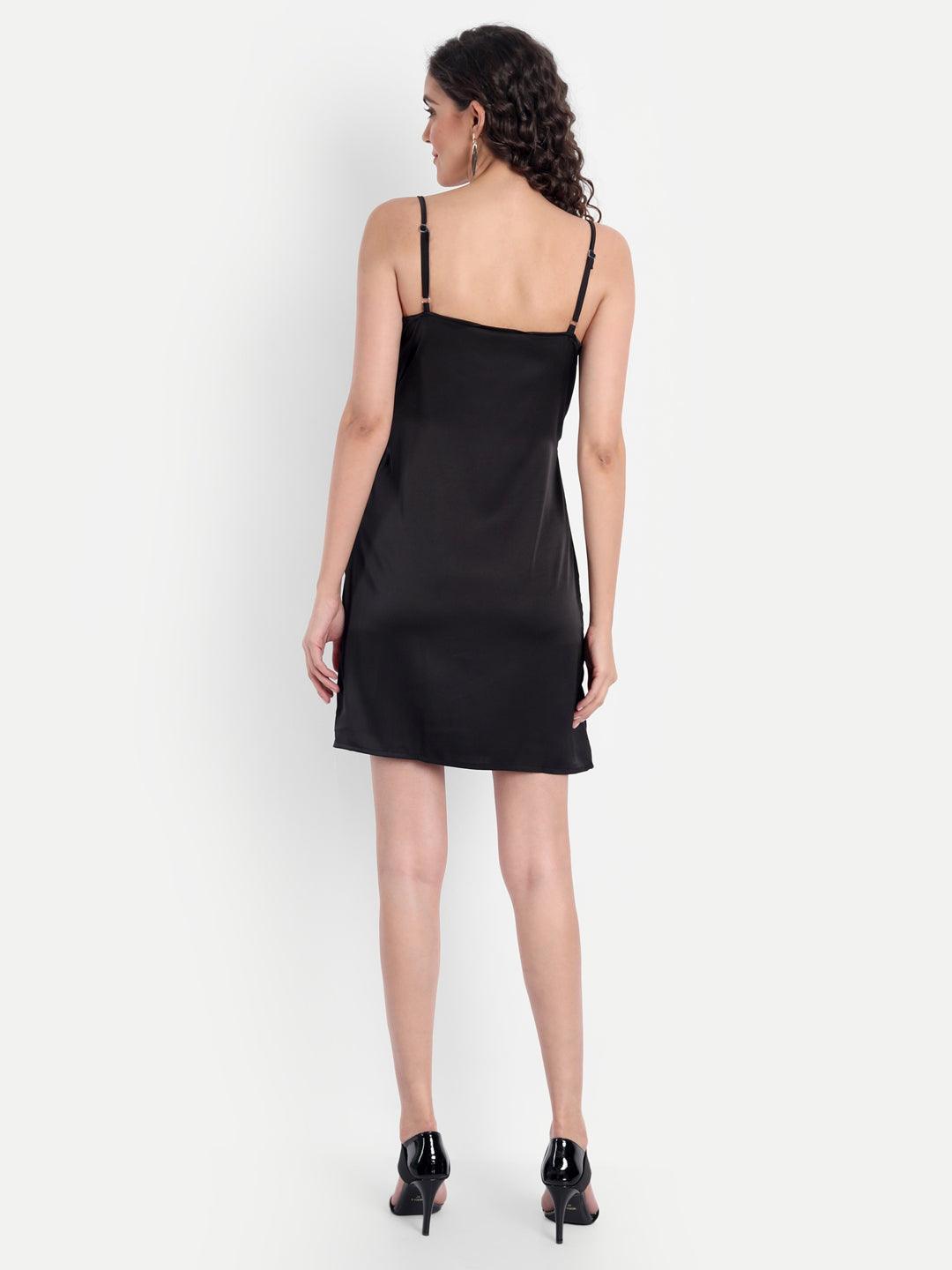 Eternity Black Satin Dress - Emprall