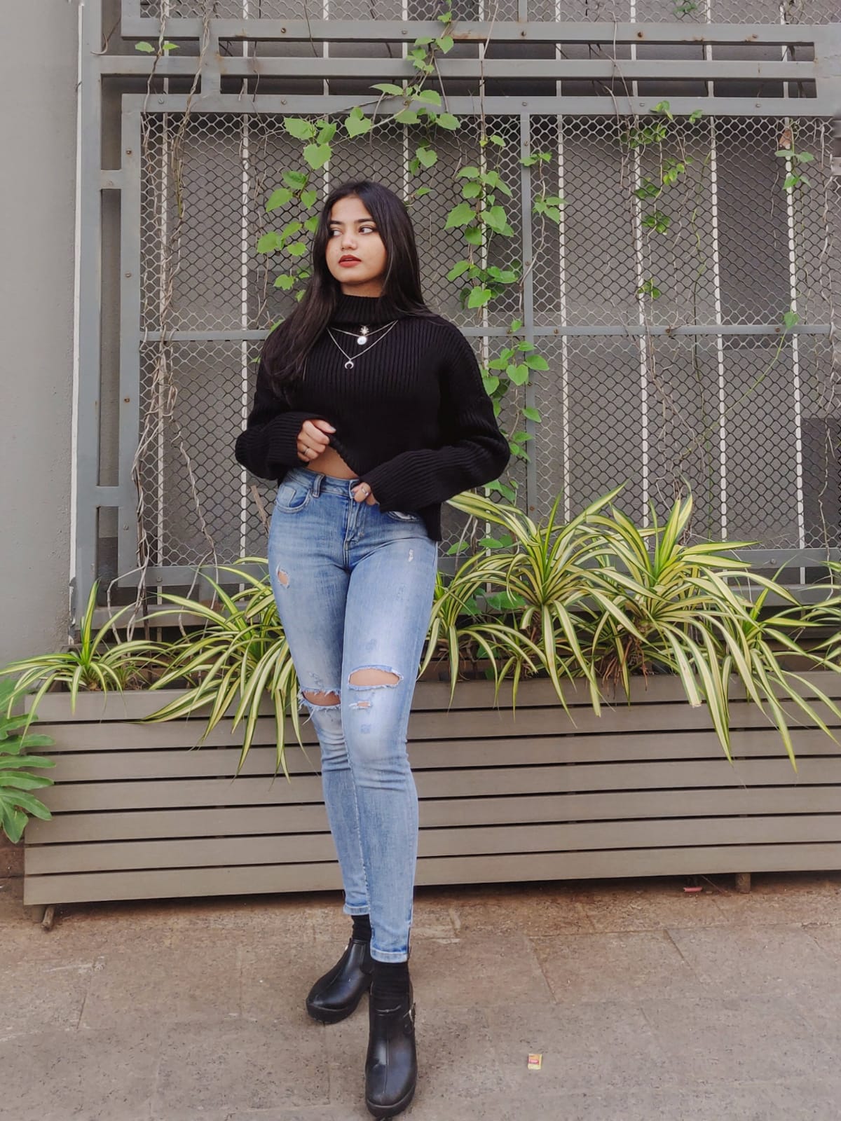 Ivana black oversized polo neck jumper - Emprall