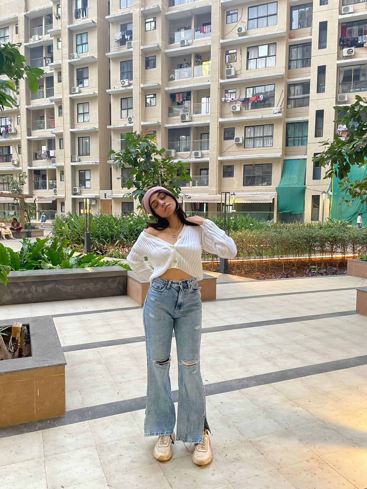 Elsa white knitted cardigan top - Emprall