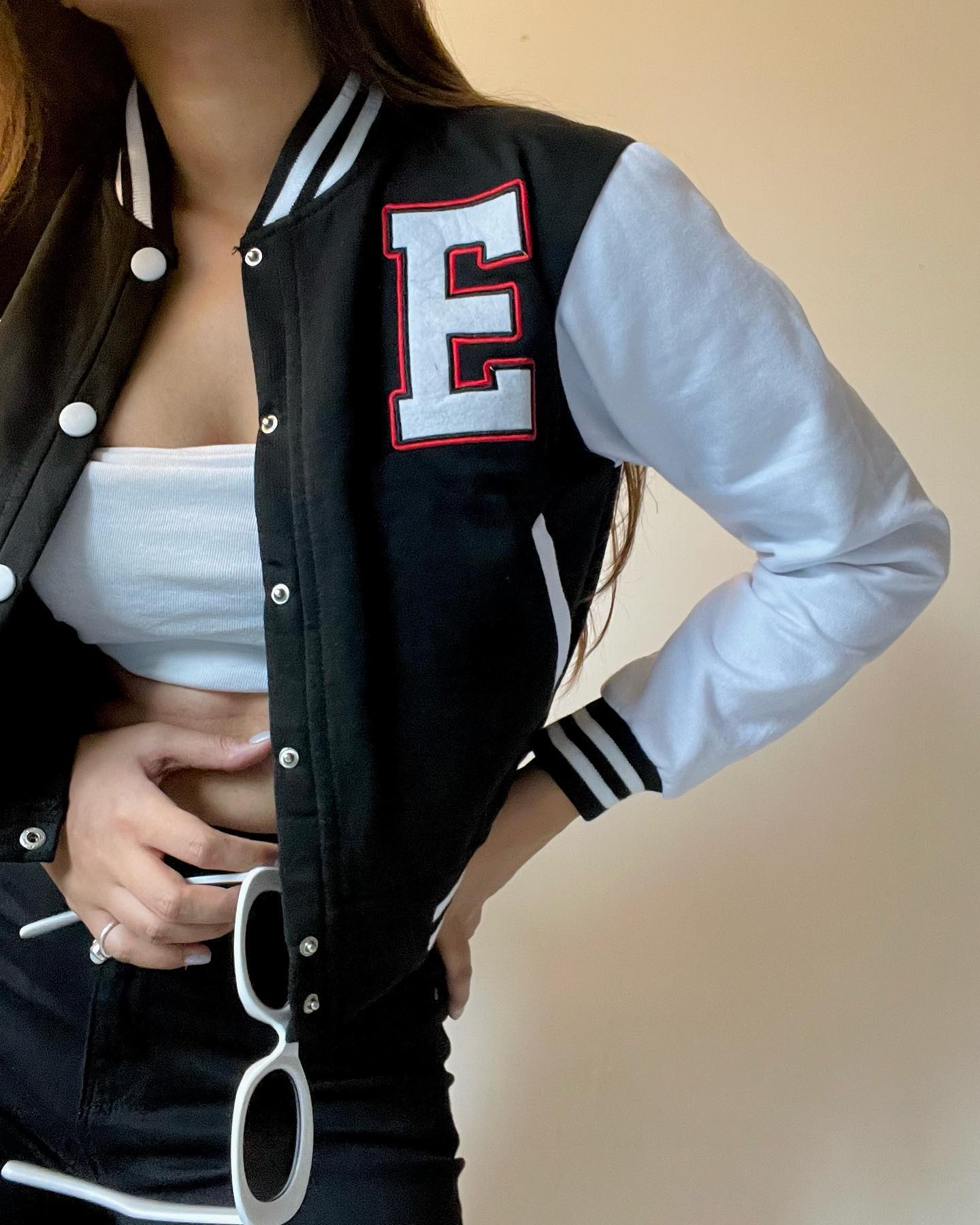 Black crop varsity jacket - Emprall