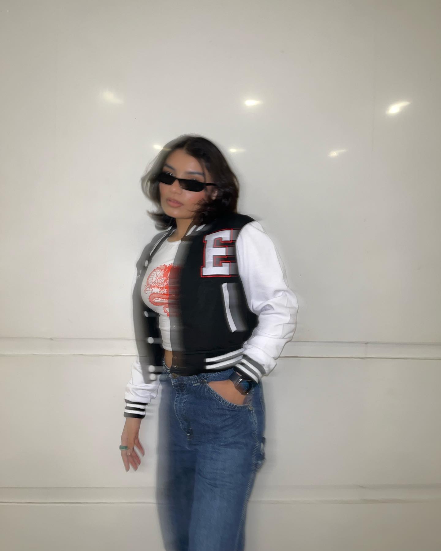 Black crop varsity jacket - Emprall