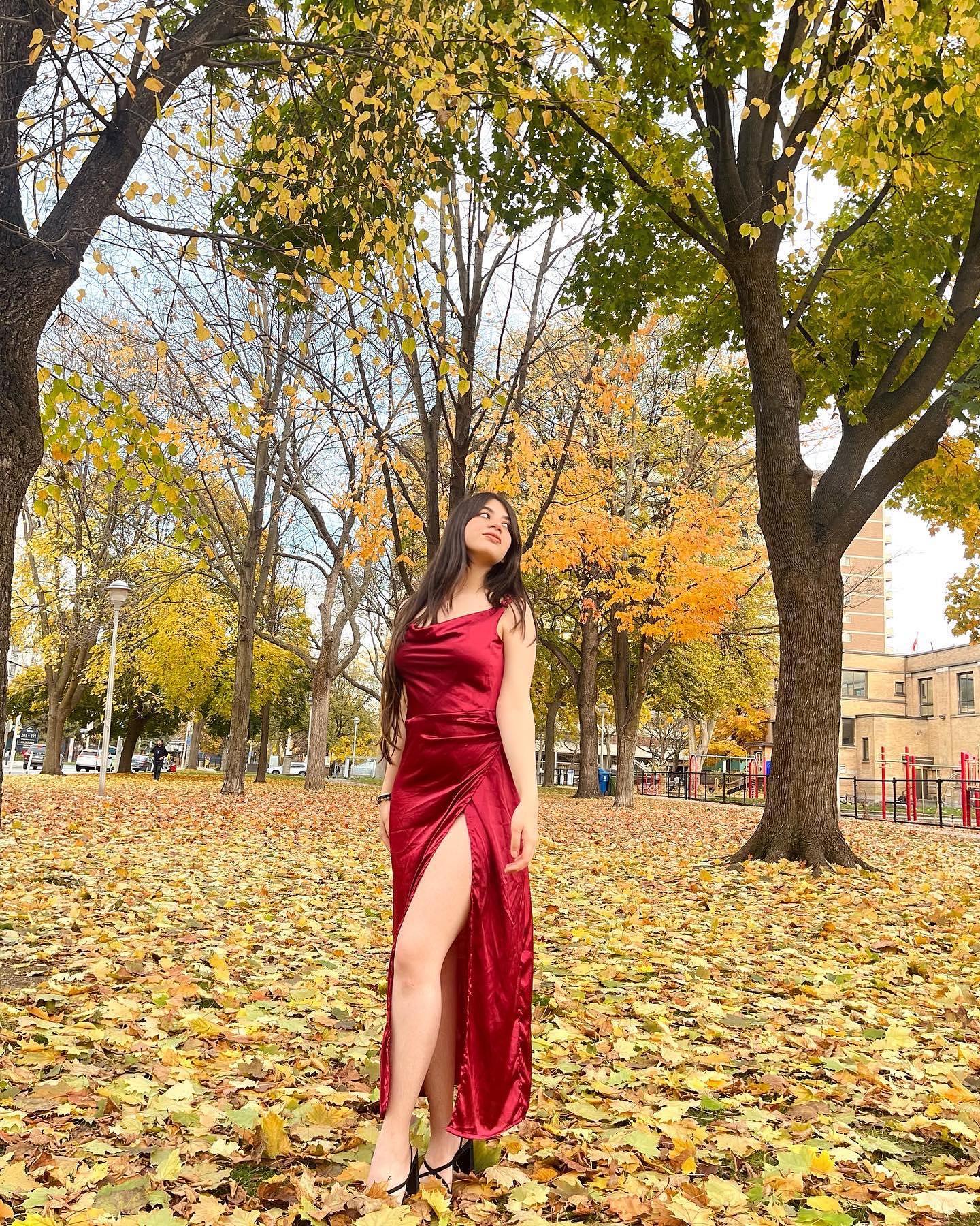 Red Datenight long satin dress - Emprall