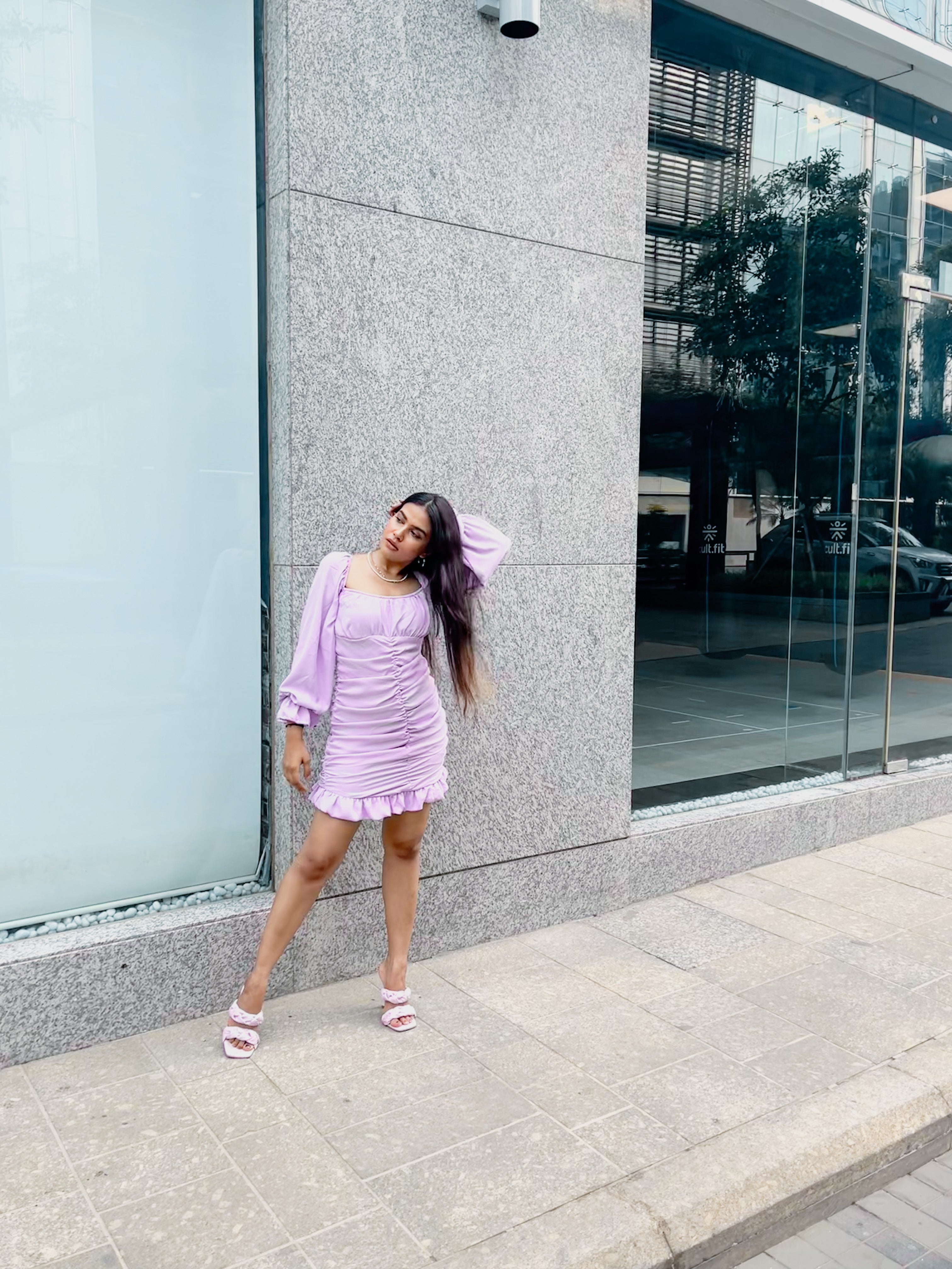 Milano Lilac gathered dress - Emprall