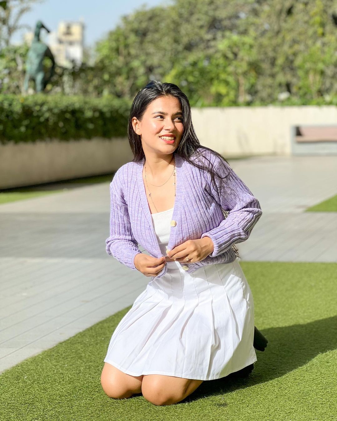 Elsa lilac knitted cardigan top - Emprall