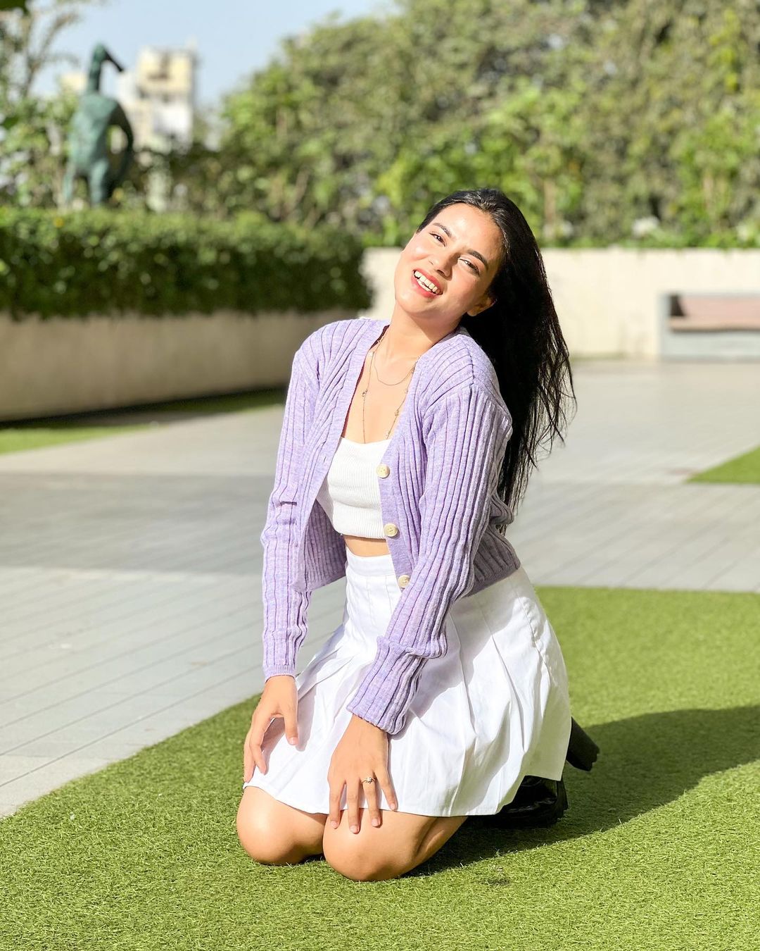 Elsa lilac knitted cardigan top - Emprall