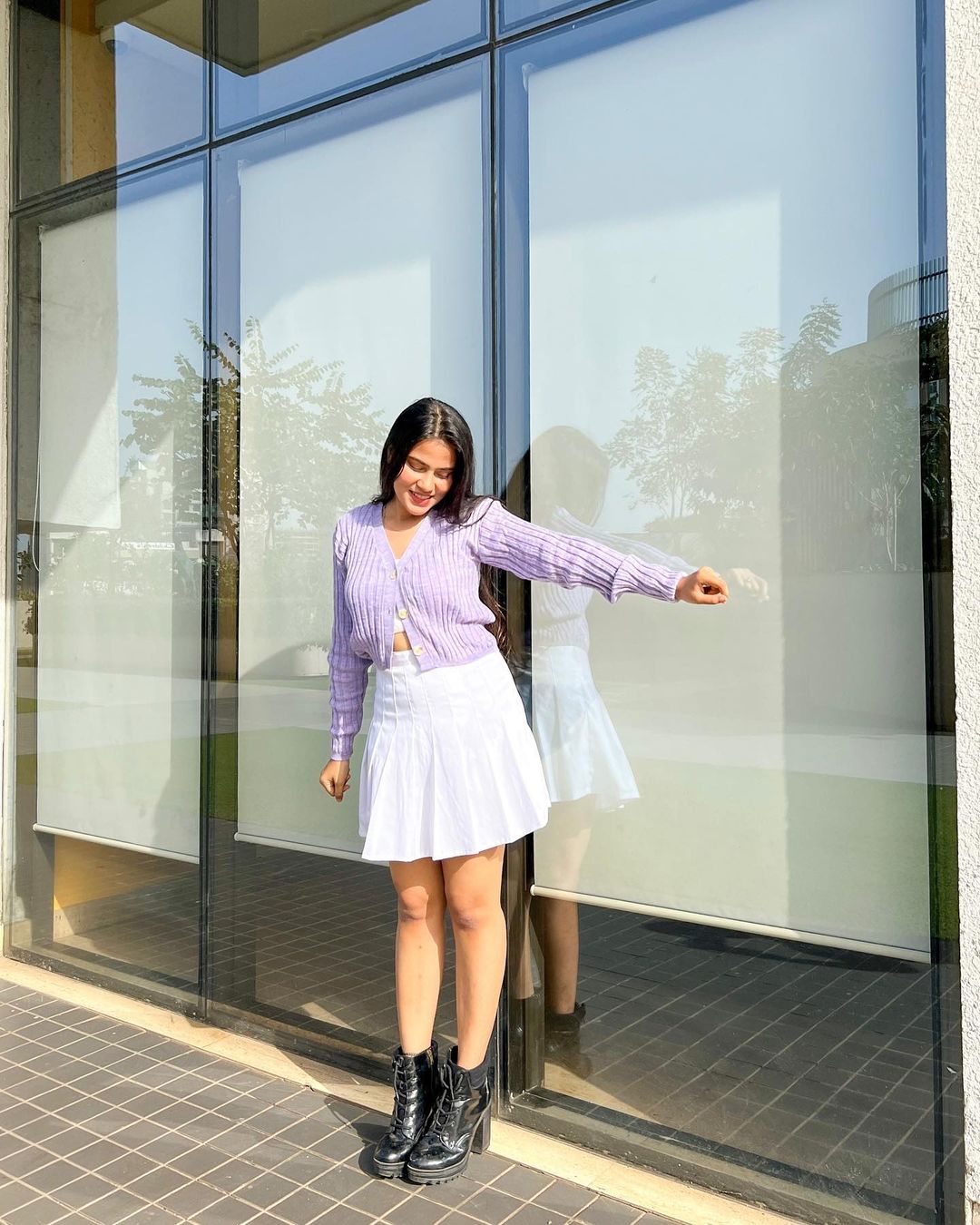 Elsa lilac knitted cardigan top - Emprall