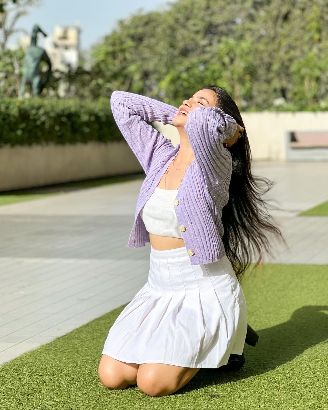 Elsa lilac knitted cardigan top - Emprall