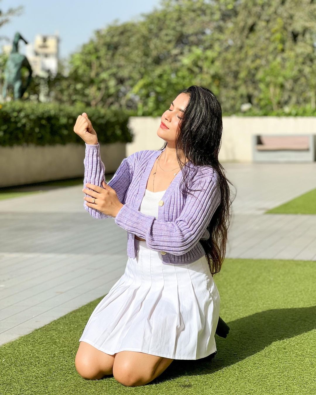 Elsa lilac knitted cardigan top - Emprall