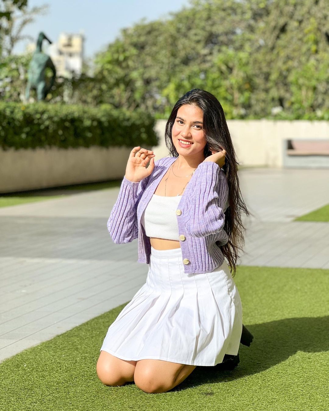 Elsa lilac knitted cardigan top - Emprall