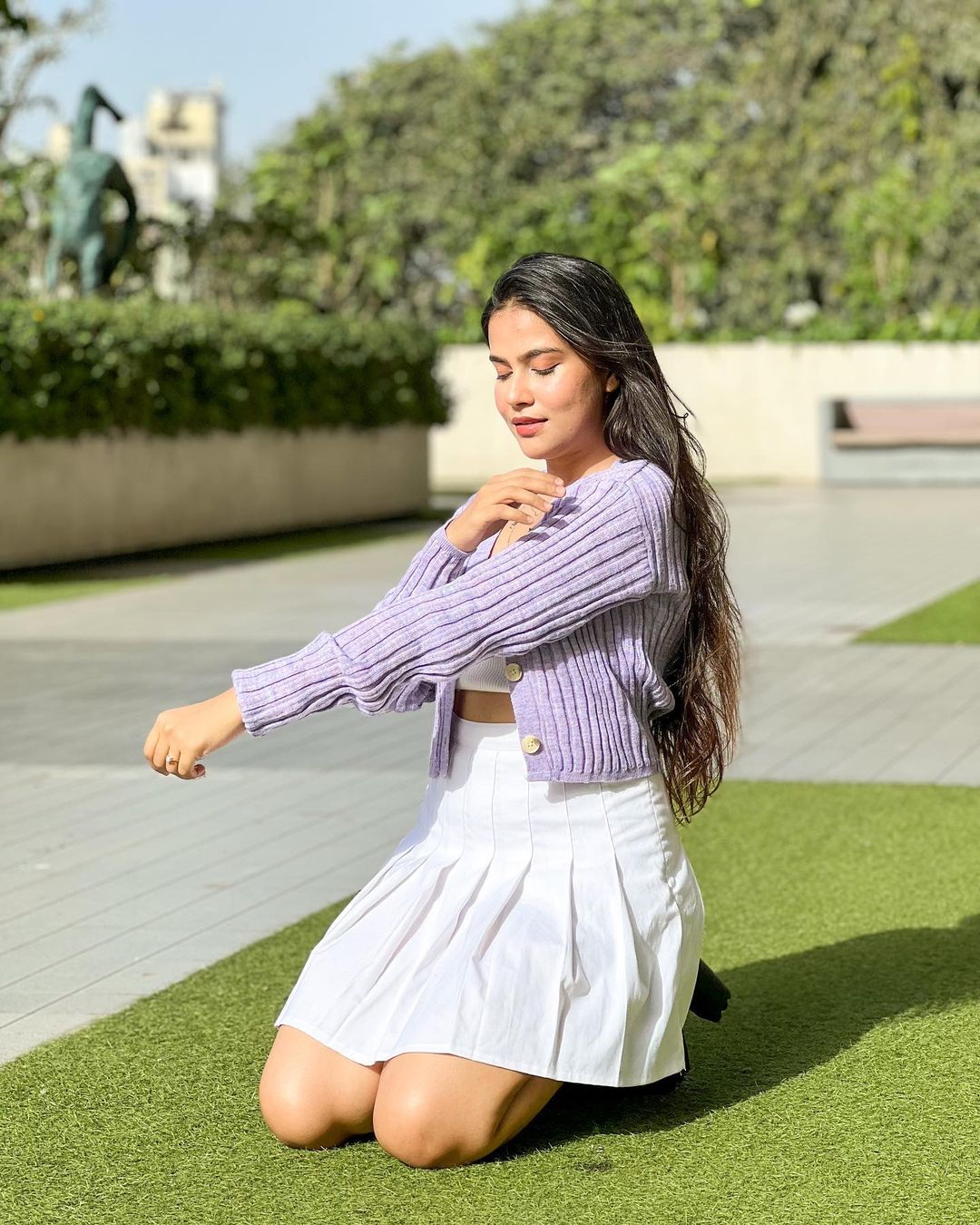 Elsa lilac knitted cardigan top - Emprall