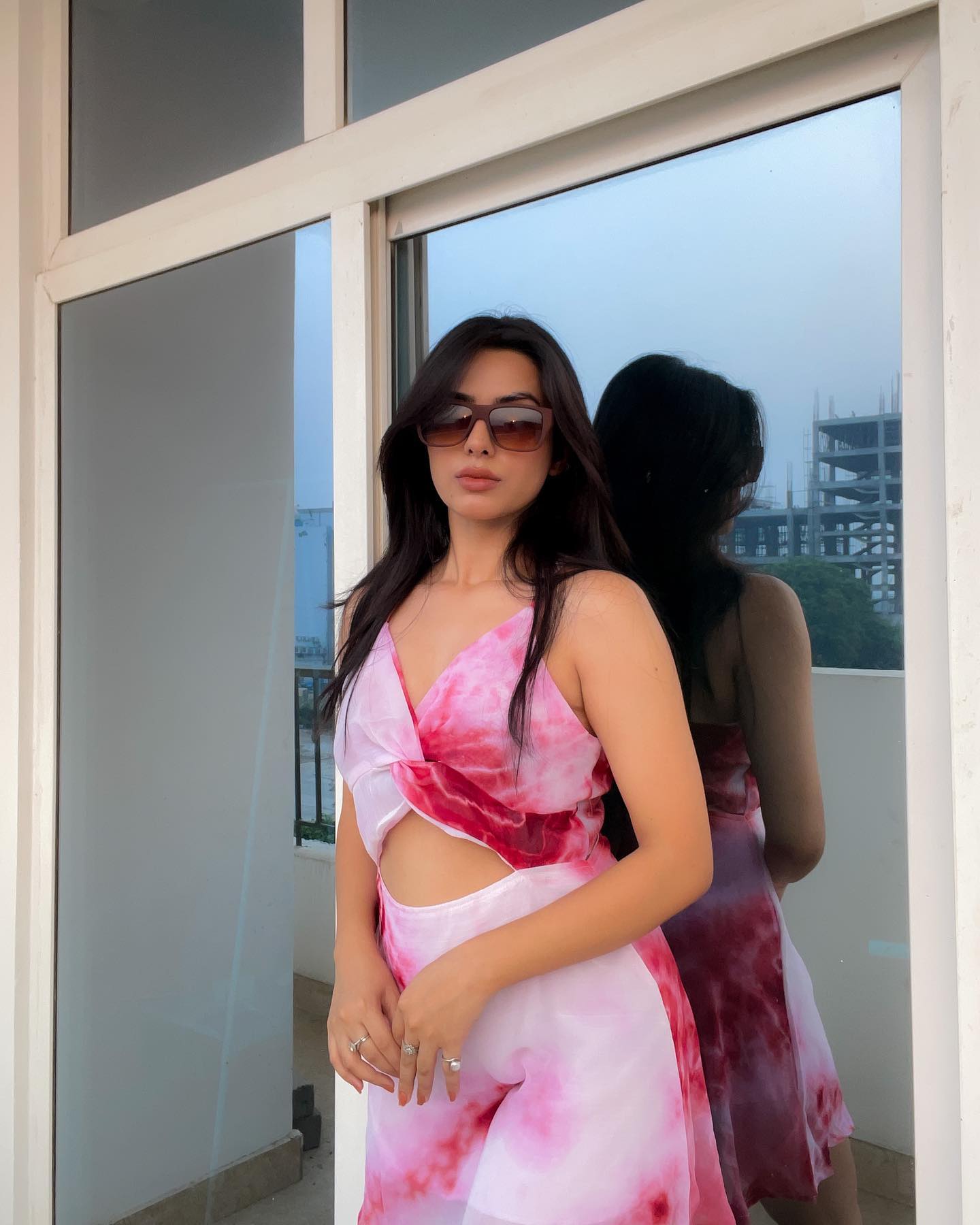 Natalie Wine tie & dye dress