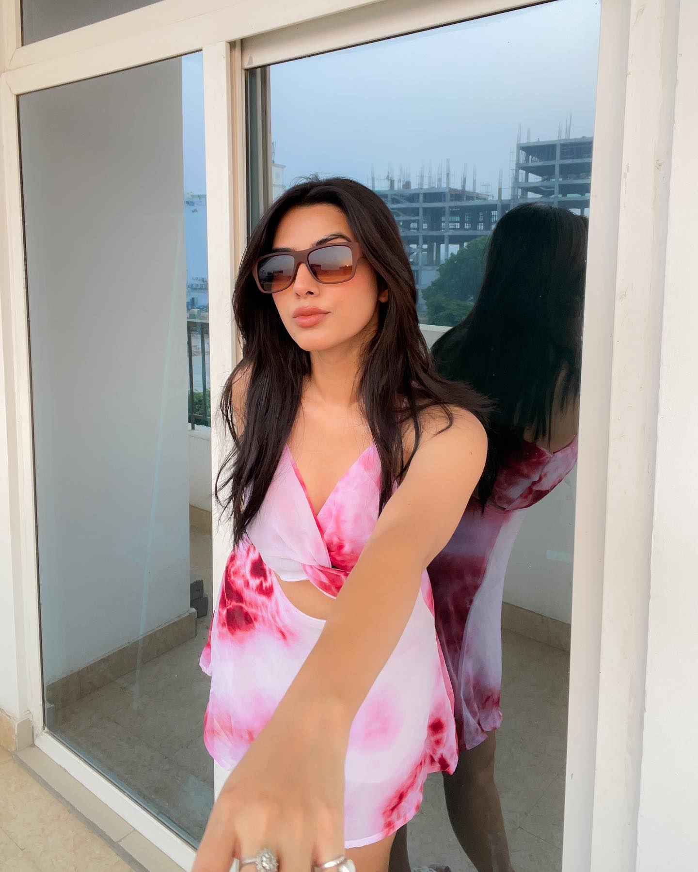 Natalie Wine tie & dye dress