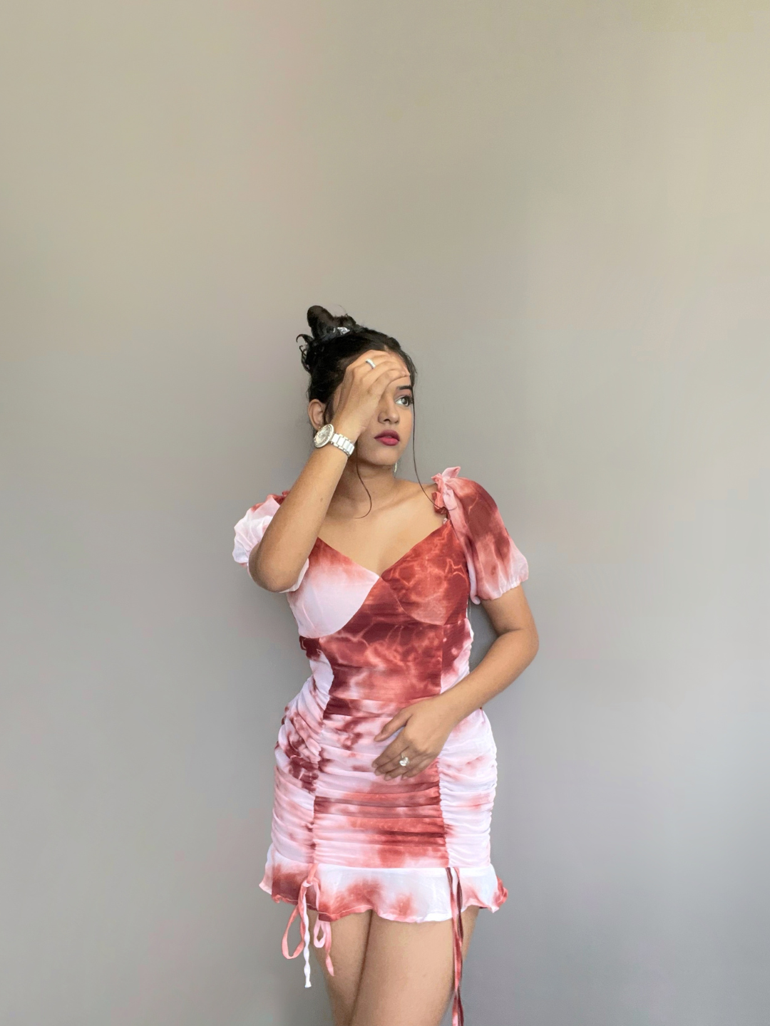 Lush brown tie & dye dress