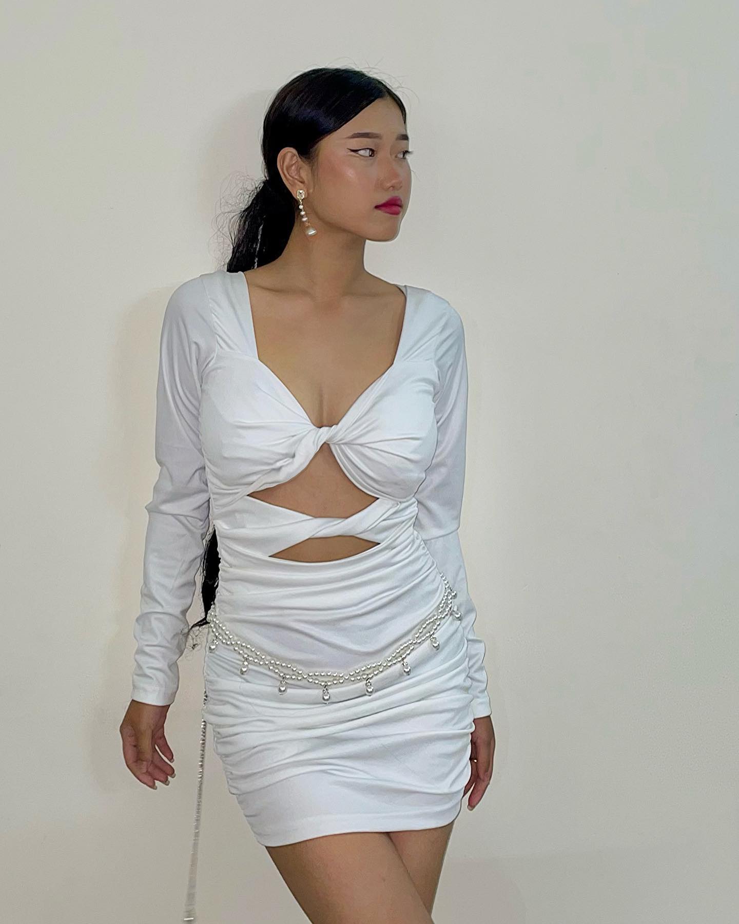 Noelle white criss cross dress - Emprall