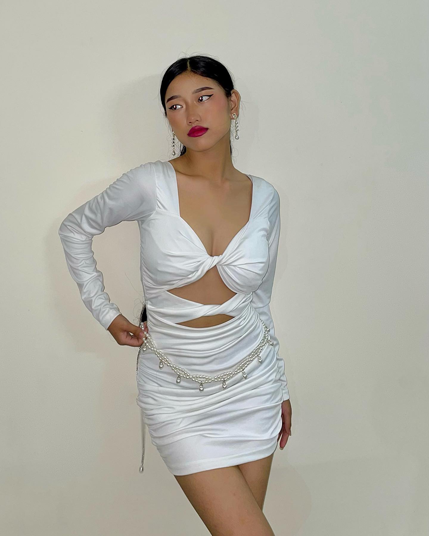 Noelle white criss cross dress - Emprall