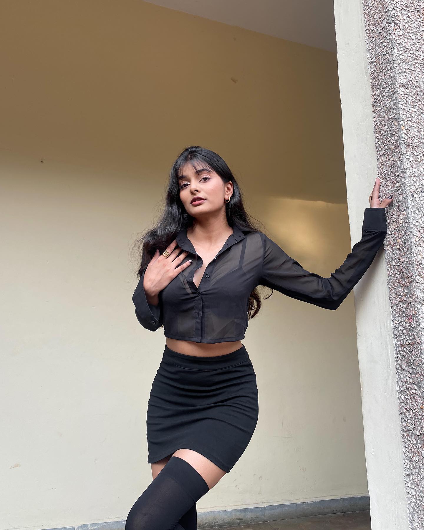 Trixie black mesh shirt top - Emprall