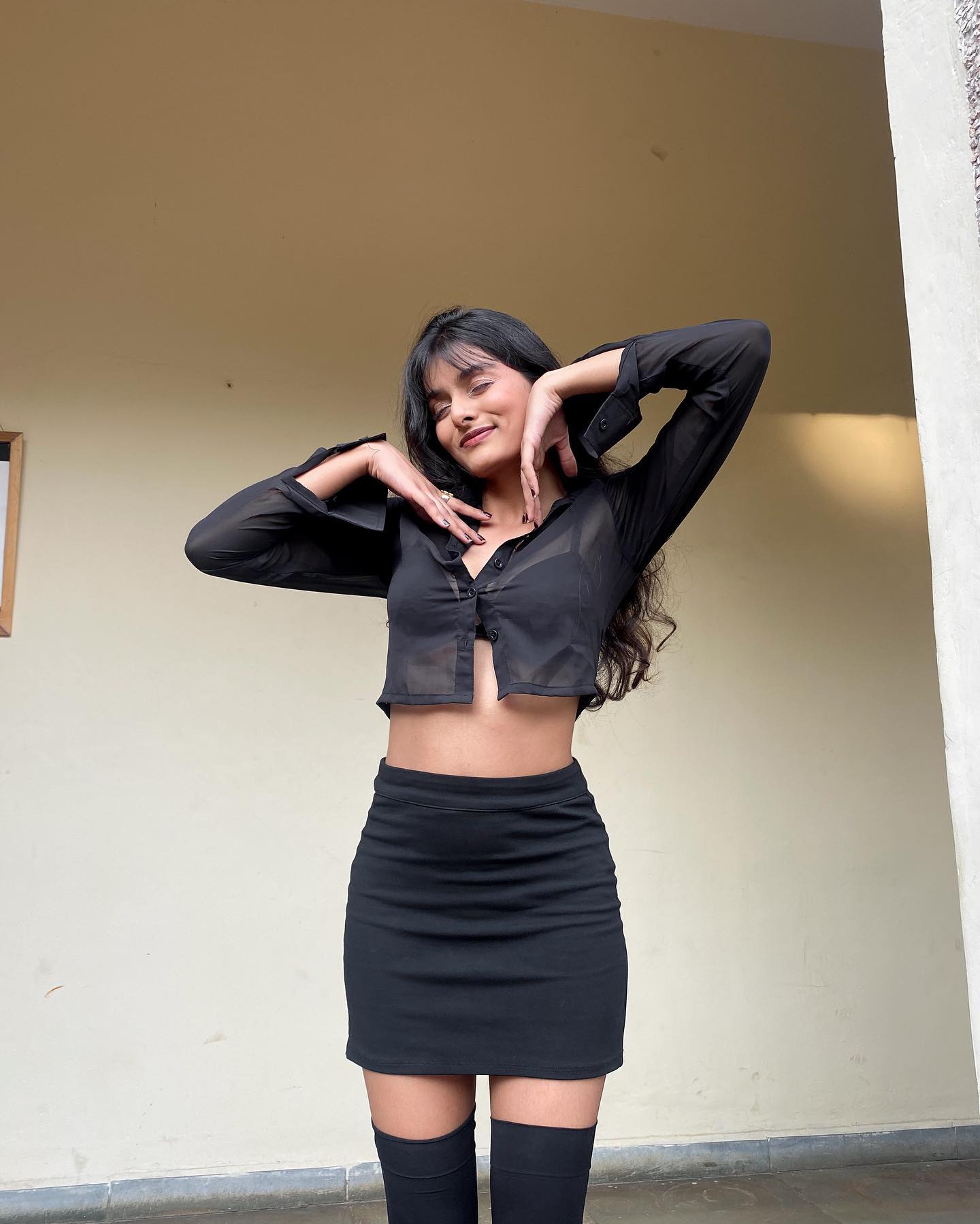 Trixie black mesh shirt top - Emprall