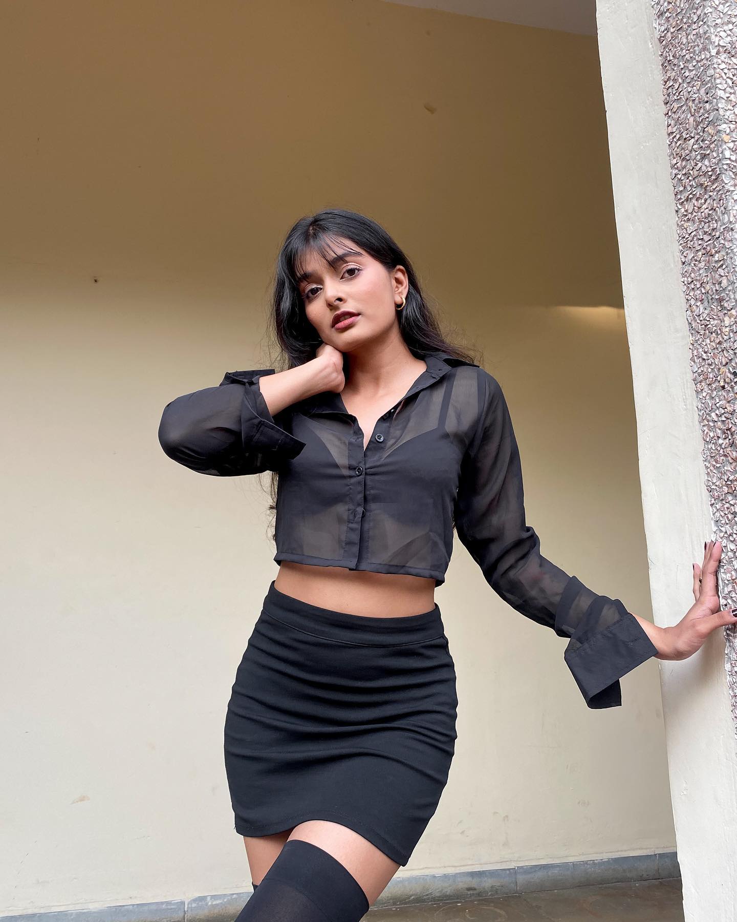 Trixie black mesh shirt top - Emprall